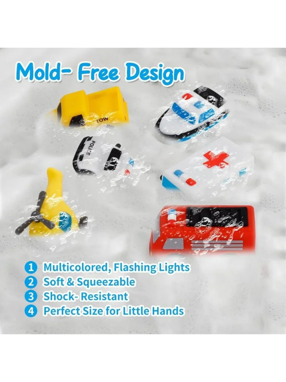 6 Pack Light Up Bath Toys - Soft Silicone, Shake-Activated Color Changing Fun